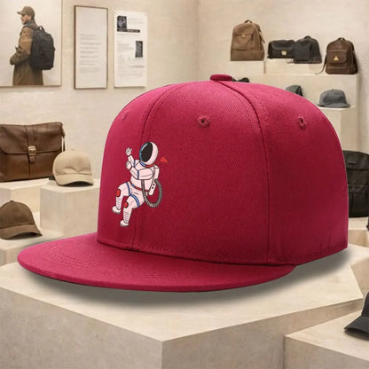 Astronaut Floating Graphic Flat Brim Snapback Cap