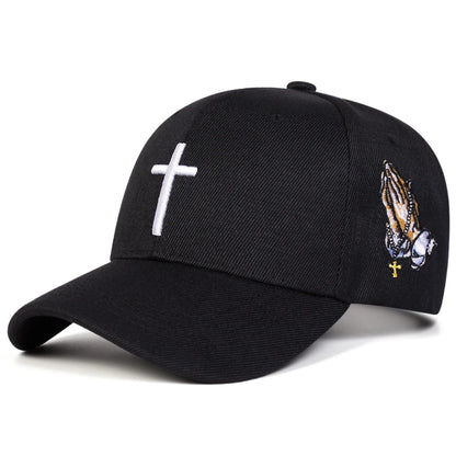 Unisex Cross Embroidery Adjustable Baseball Cap