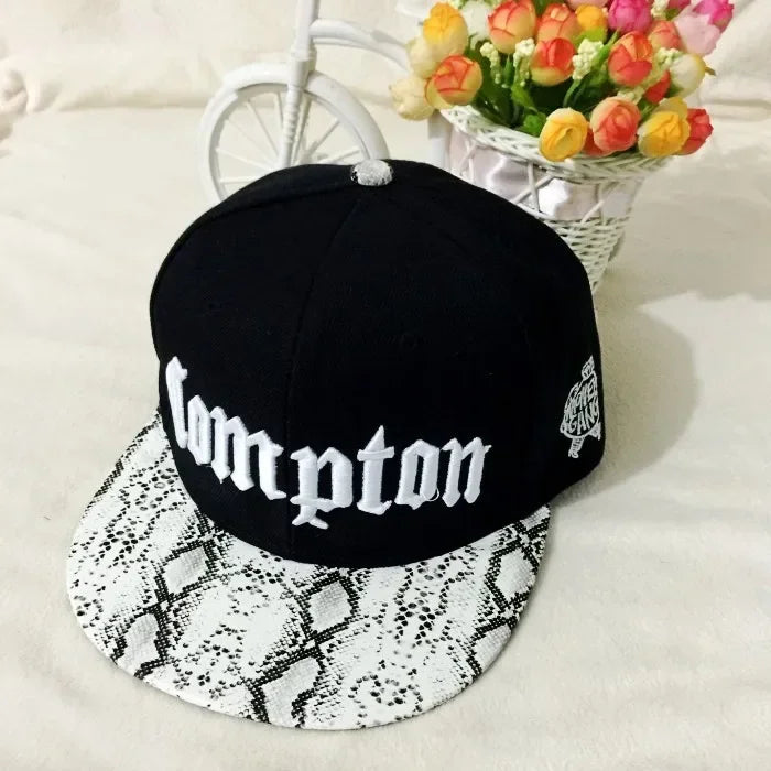 Unisex Compton Embroidered Hip Hop Snapback Cap
