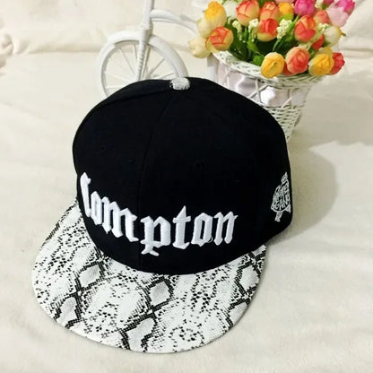 Unisex Compton Embroidered Hip Hop Snapback Cap