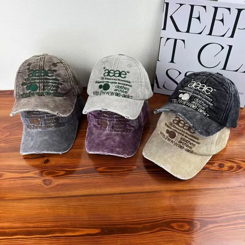 Korean Vintage Camouflage Letter Embroidered Snapback Baseball Hat