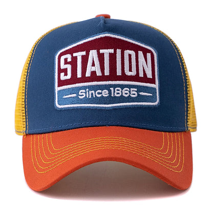 Station Letter Mesh Trucker Baseball Cap