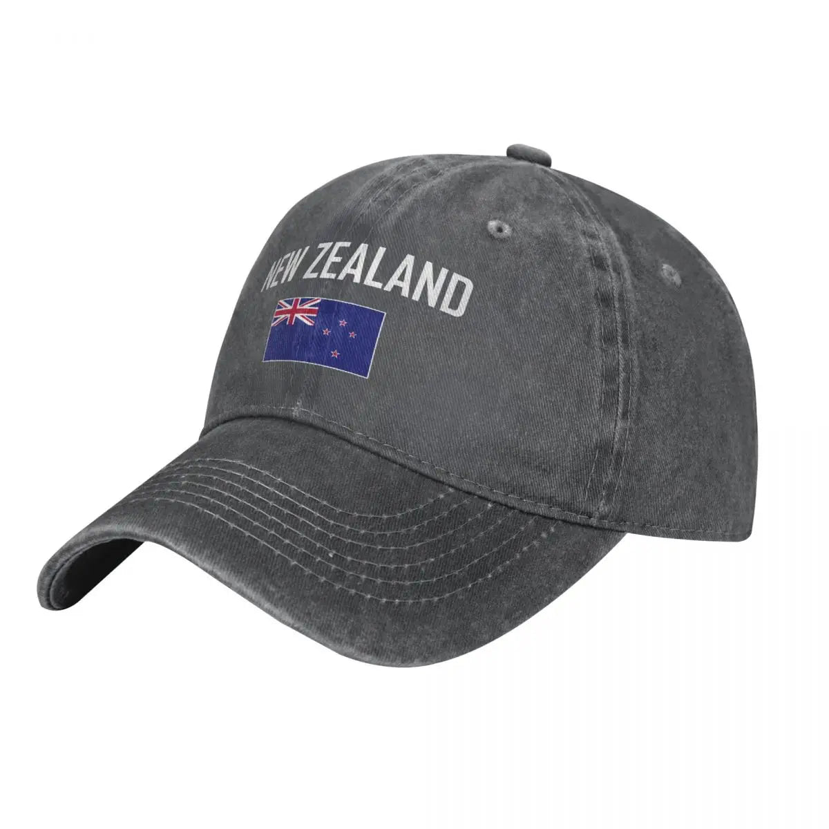 New Zealand Flag Charcoal Washed Denim Baseball Cap