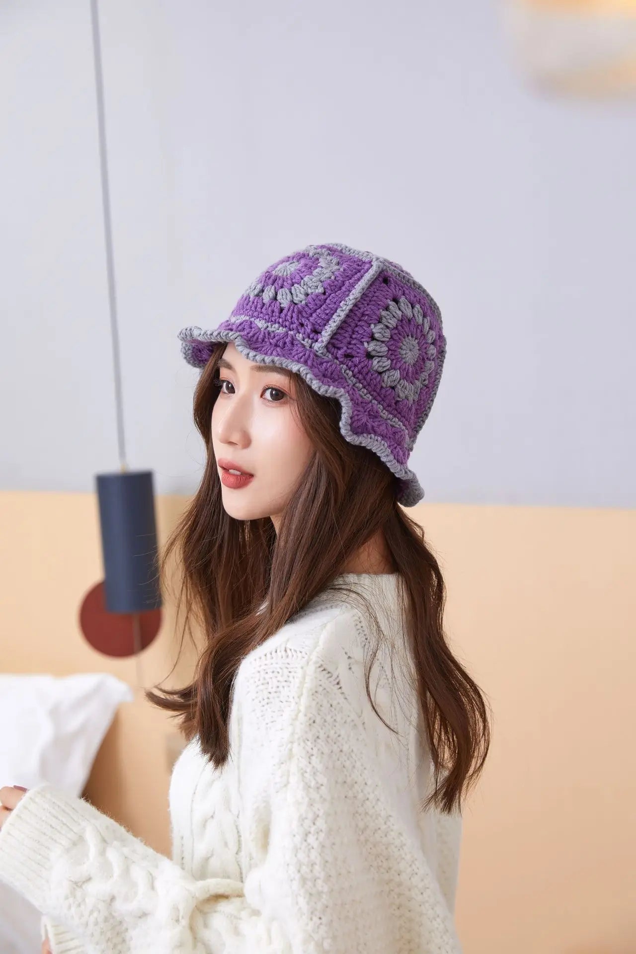 Hollow Crochet Knit Foldable Floppy Beach Bucket Hat