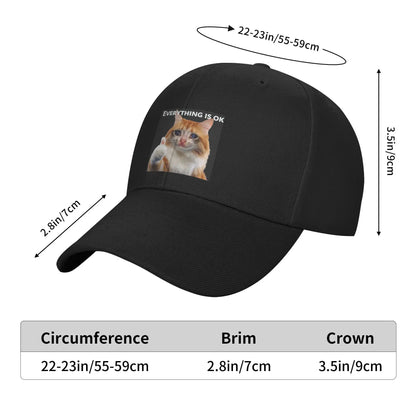 Everythings Ok Crying Cat Meme Baseball Cap