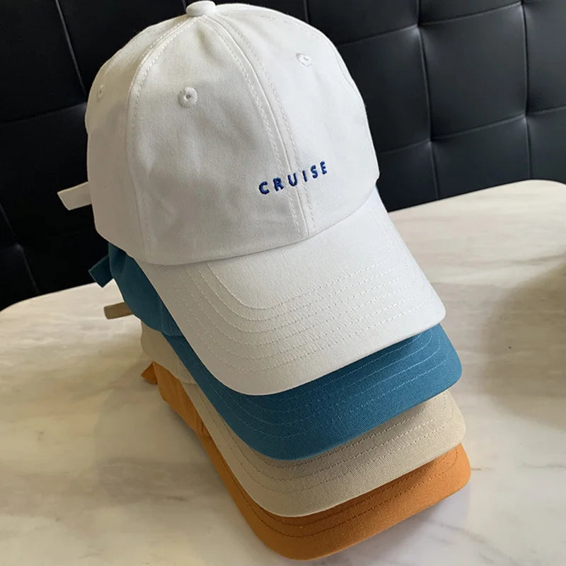 Solid Color Letter Embroidery Cotton Baseball Cap