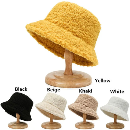 Winter Lamb Wool Fisherman Bucket Hat