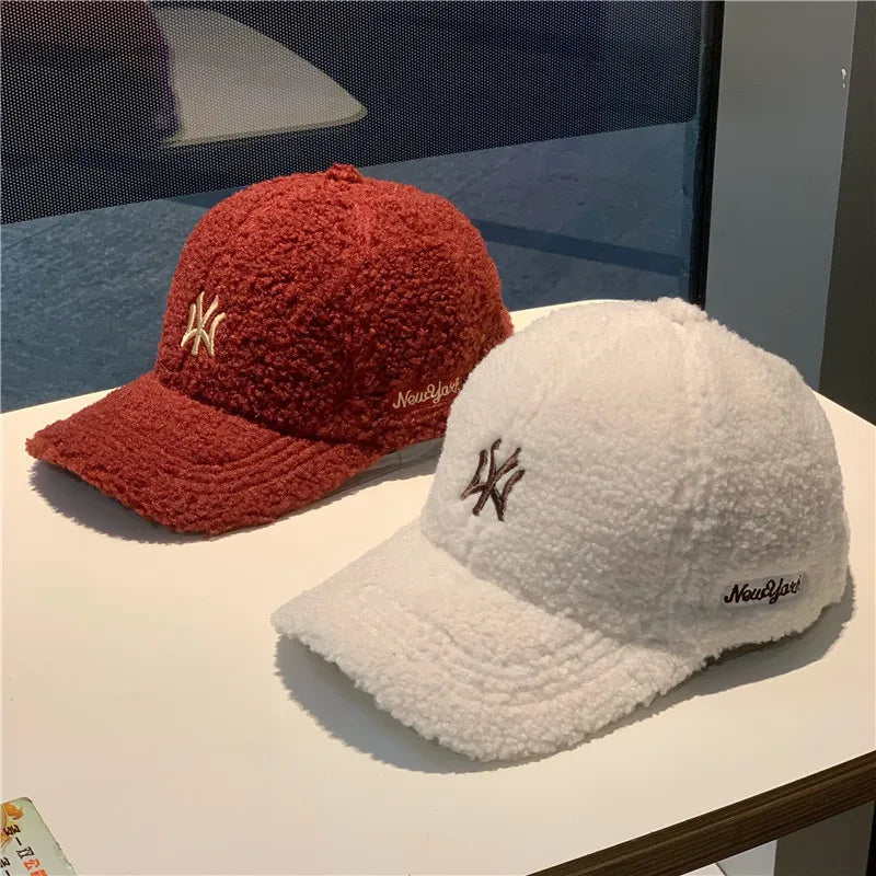 Faux Cashmere Letter Logo Winter Baseball Cap