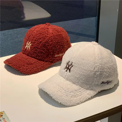 Faux Cashmere Letter Logo Winter Baseball Cap