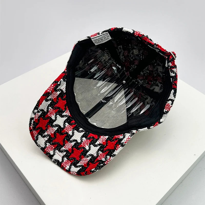 Warm Star Color Block Plush Baseball Cap