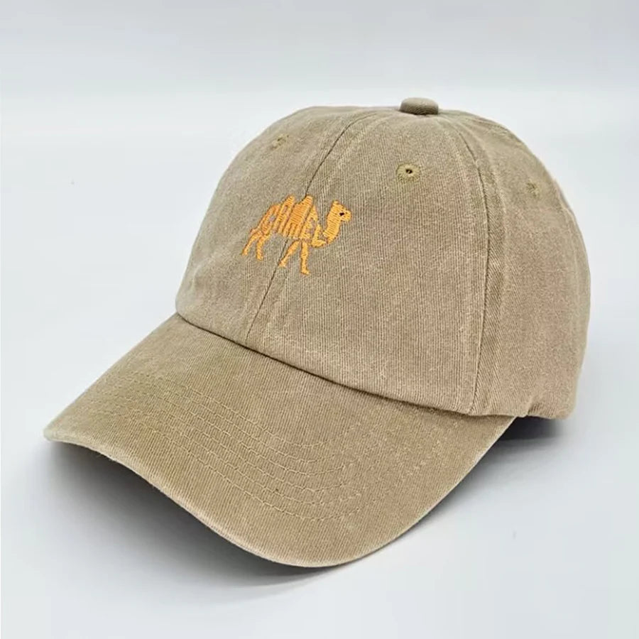 Camel Embroidered Vintage Cotton Baseball Cap