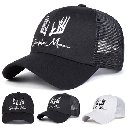 Unisex Antlers SIMPLE MAN Embroidery Baseball Caps