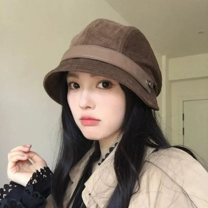 Solid Color Retro Corduroy Bucket Hat