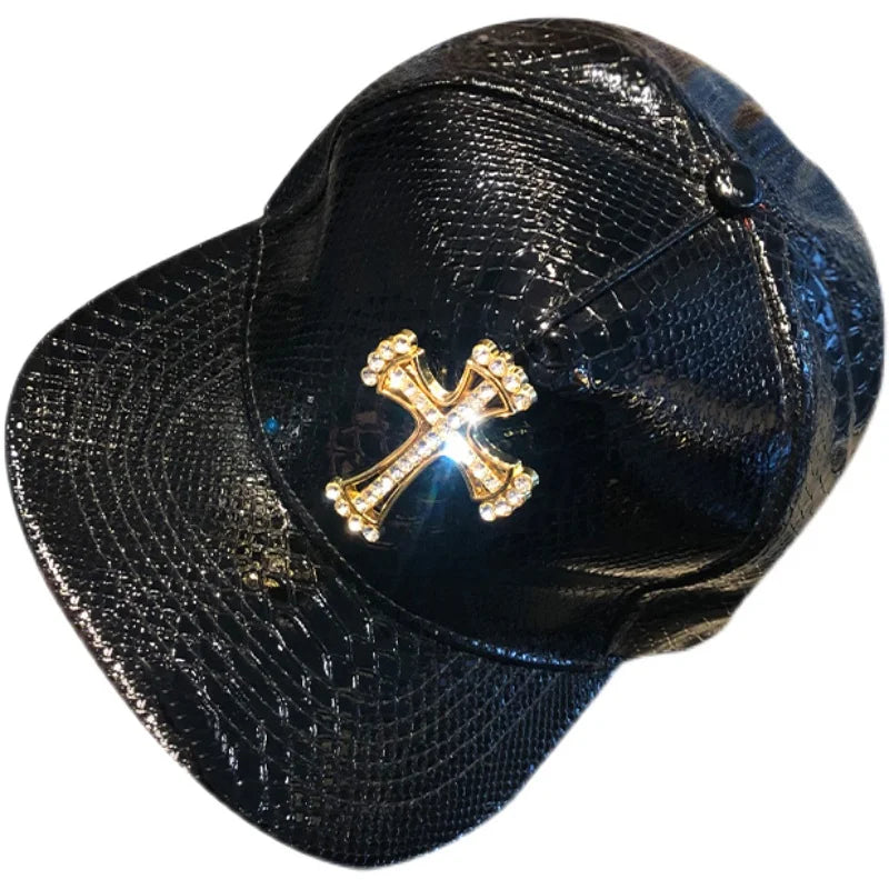 Leather Hip Hop Snapback Cap