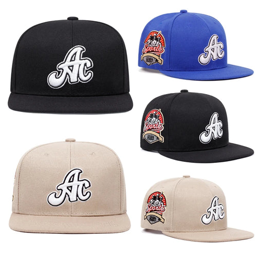 AC Side Spaut Embroidery Flat Brim Hip Hop Cap Unisex