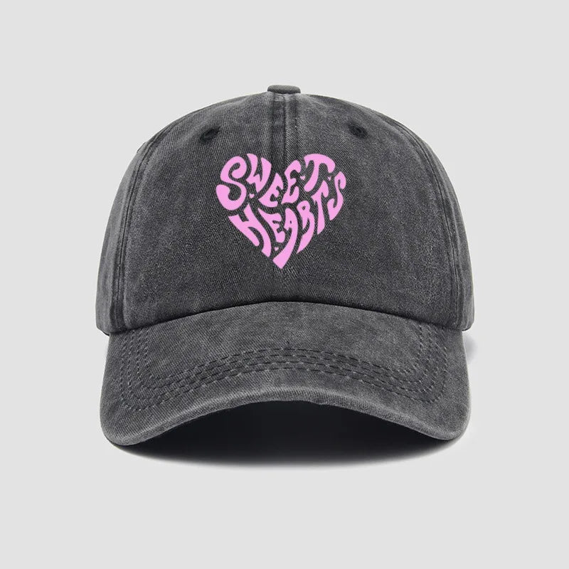 Pink Heart Letter Print Baseball Cap