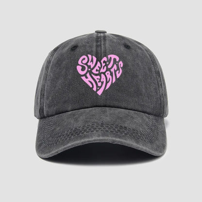 Pink Heart Letter Print Baseball Cap