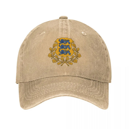 Estonia Emblem Charcoal Washed Vintage Baseball Cap