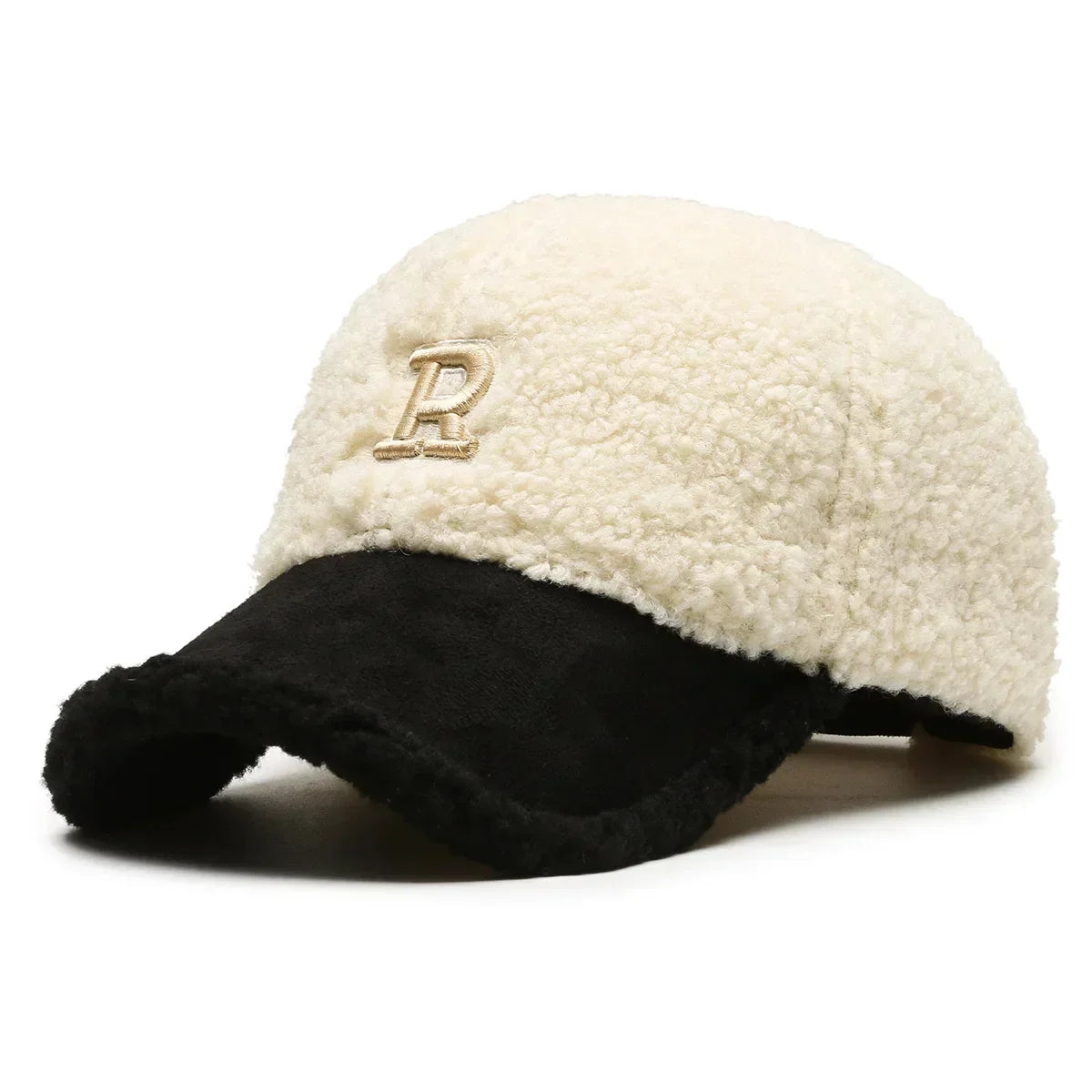 Big Letter Embroidered Lambswool Baseball Cap