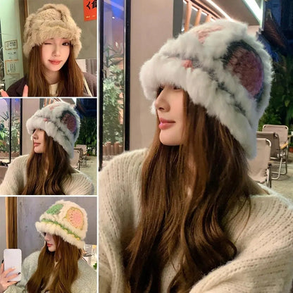 Korean Style Casual Fuzzy Winter Bucket Hat