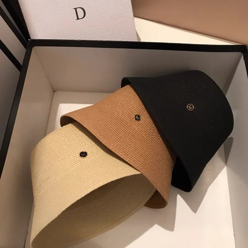 Japanese Designer Straw Weaving Bucket Hat