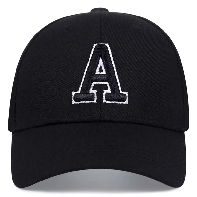 A Letter Embroidered Cotton Snapback Baseball Cap