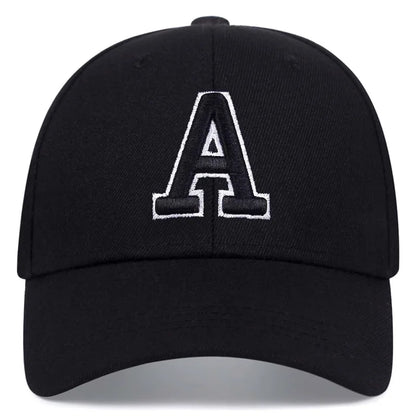 A Letter Embroidered Cotton Snapback Baseball Cap