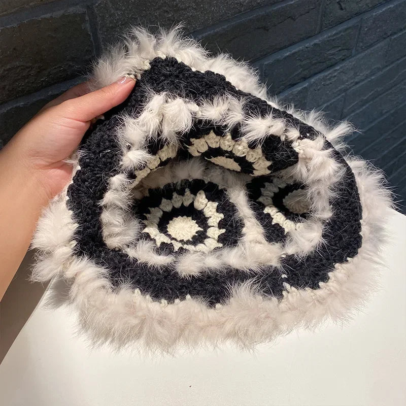 Luxury Rabbit Fur Winter Bucket Hat