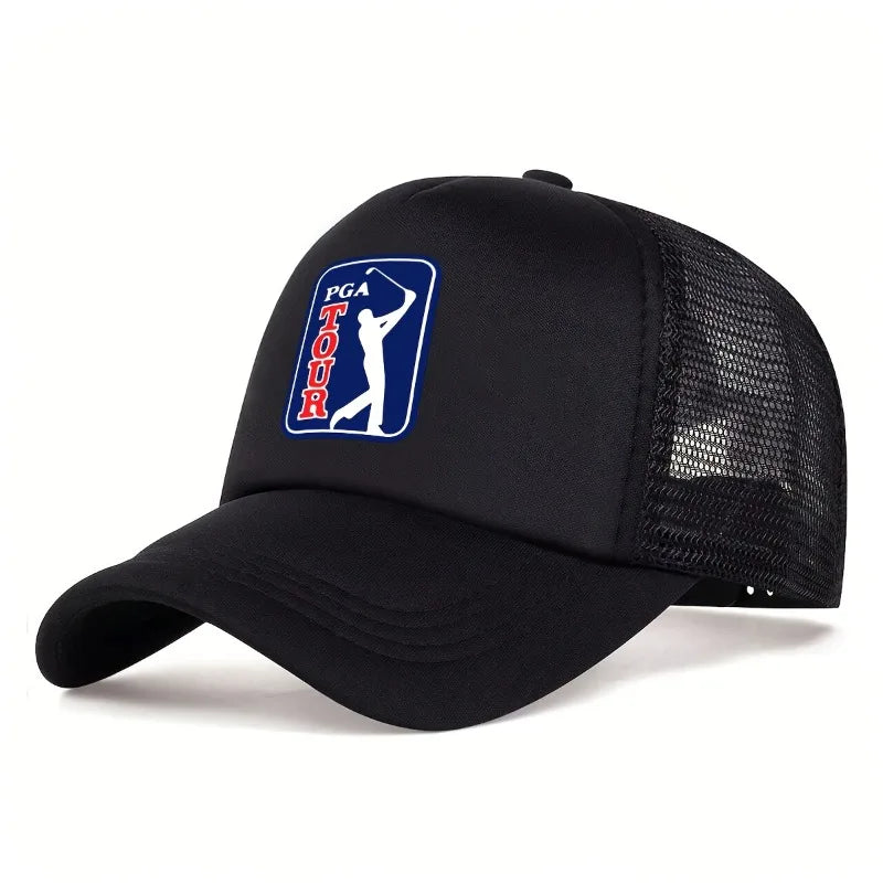 Golf Tour Printed Polyester Mesh Baseball Cap