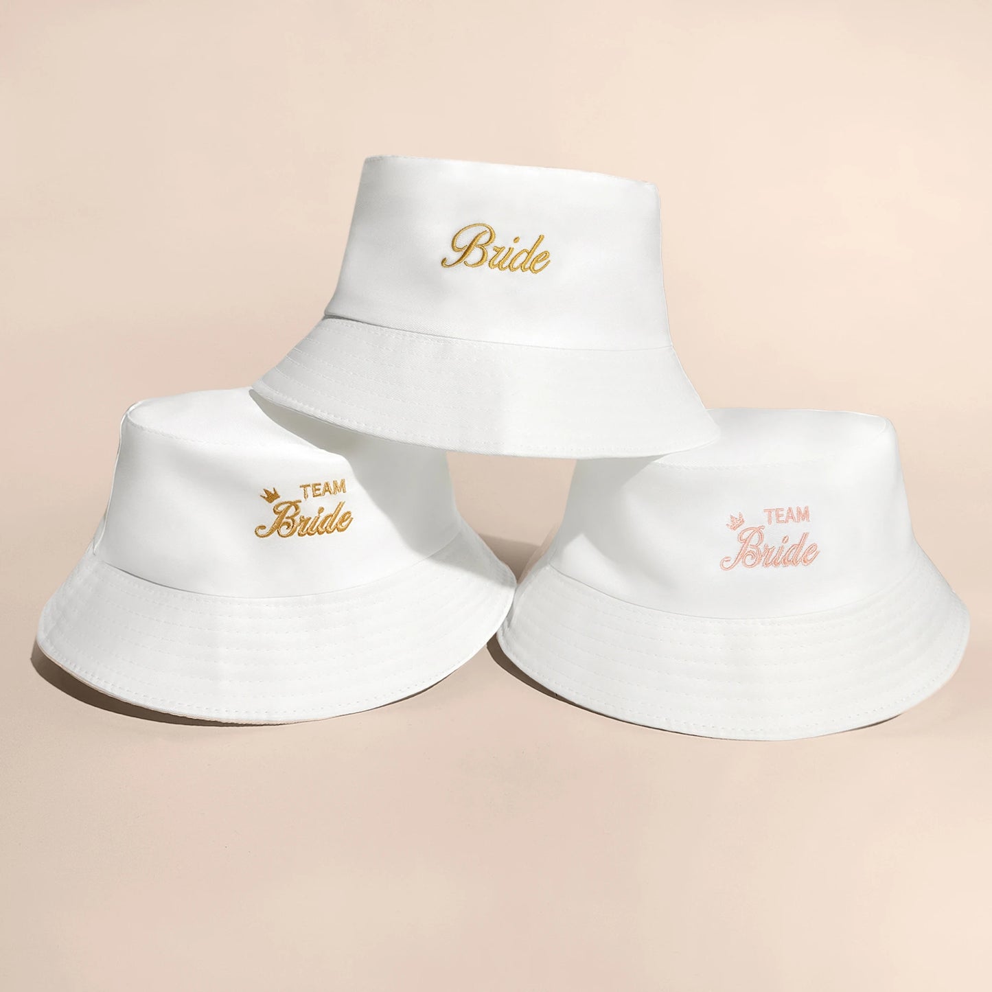 Groom Bride Team Embroidered Wedding Bucket Hat