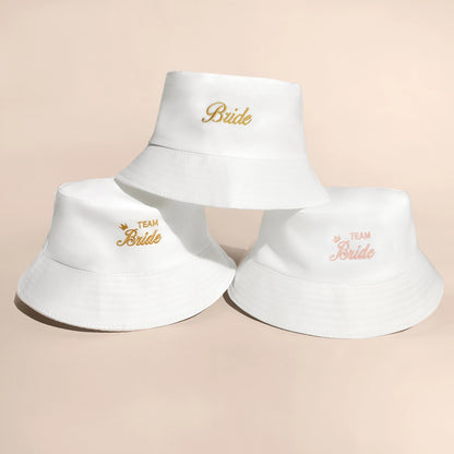 Groom Bride Team Embroidered Wedding Bucket Hat