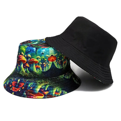 Cotton Mushroom Print Bucket Hat