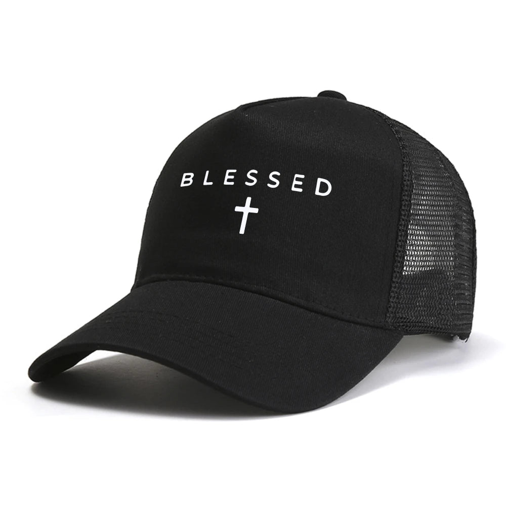 Blessed Cross Geometric Pattern Mesh Baseball Cap