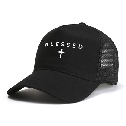 Blessed Cross Geometric Pattern Mesh Baseball Cap