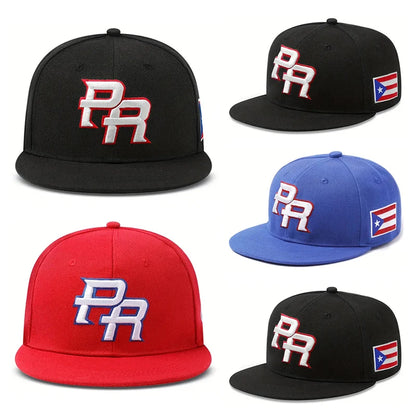 PR Side Flag Embroidered Flat Snapback Cap