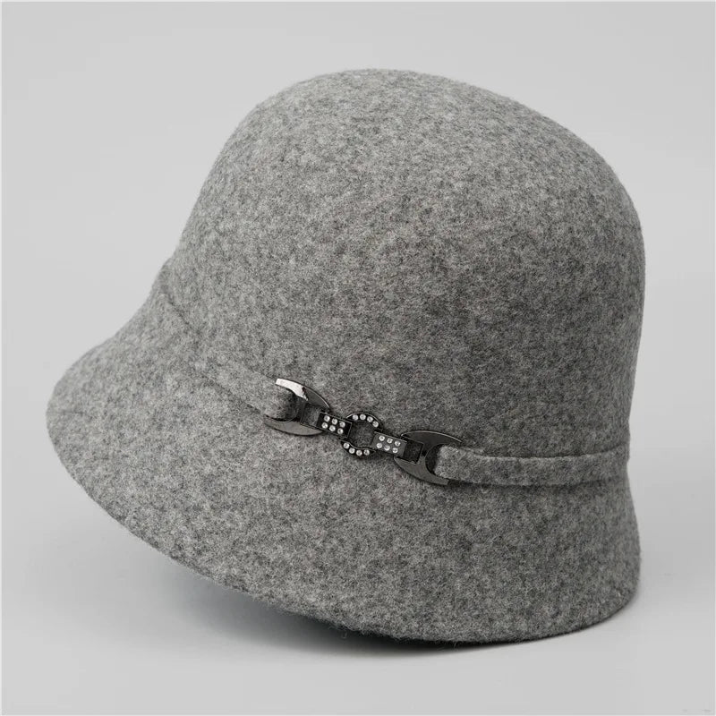 Women's Premium Wool Buckle Winter Bucket Hat