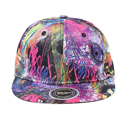 Graffiti Printed Flat Visor Snapback Hat