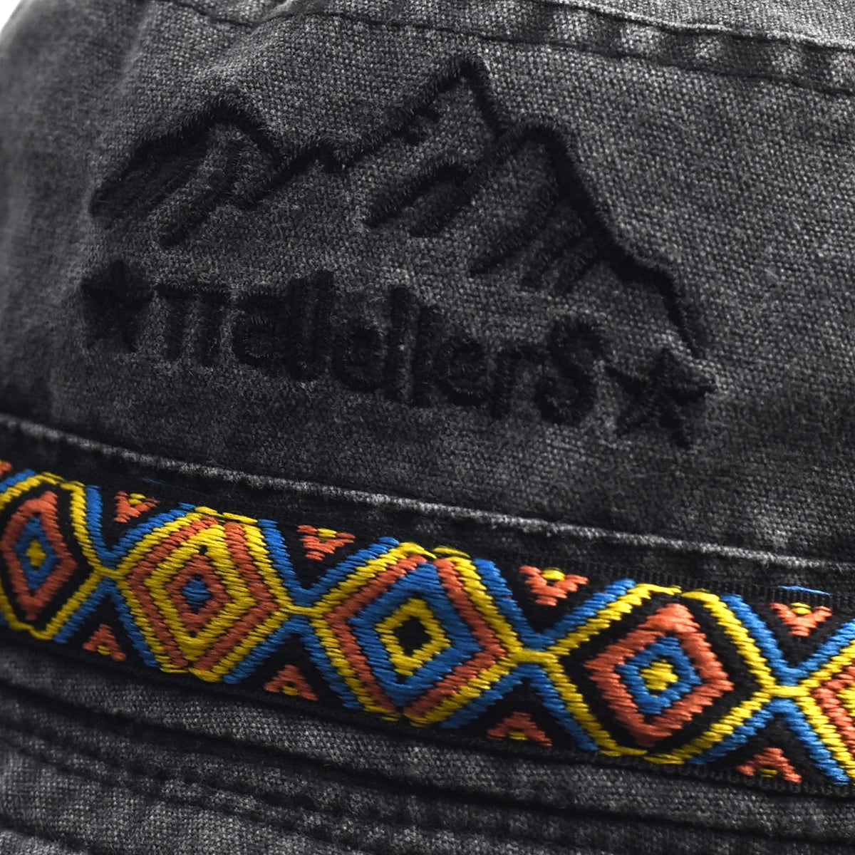 Vintage Embroidered Cotton Foldable Bucket Hat