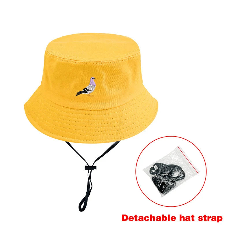 Unisex Embroidered Pigeon Bucket Hat