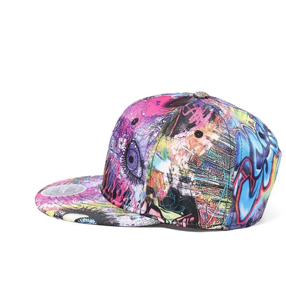 Graffiti Printed Flat Visor Snapback Hat