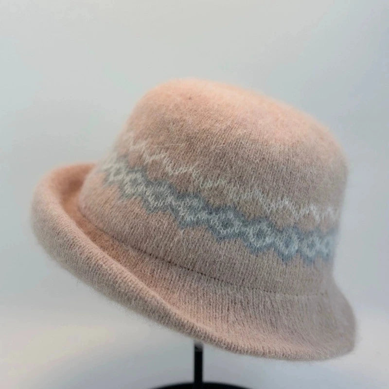 Jacquard Knitted Brimmed Winter Bucket Hat