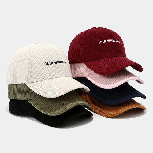 Winter Corduroy Embroidered Letter Baseball Cap