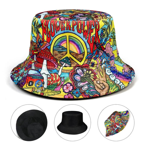 Flowerpower Vintage Punk Reversible Bucket Hat