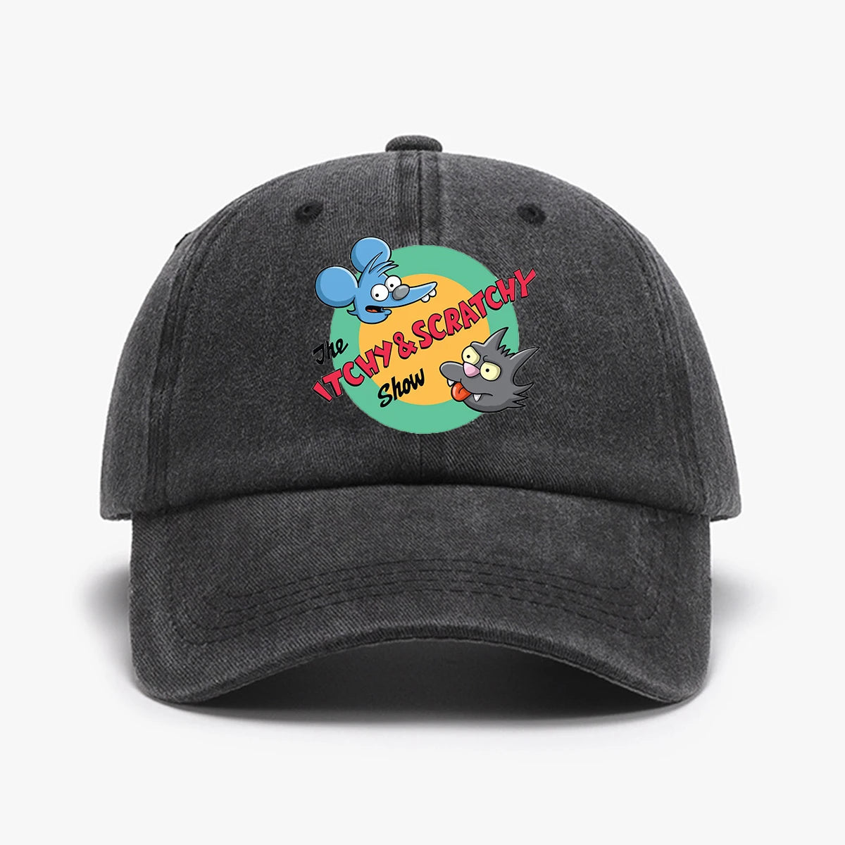 Retro Washed Distressed Print Baseball Cap