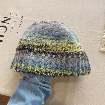 Women's Gradient Striped Knitted Winter Bucket Hat