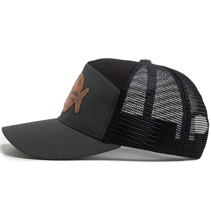 Shark Leather Trucker Mesh Baseball Cap