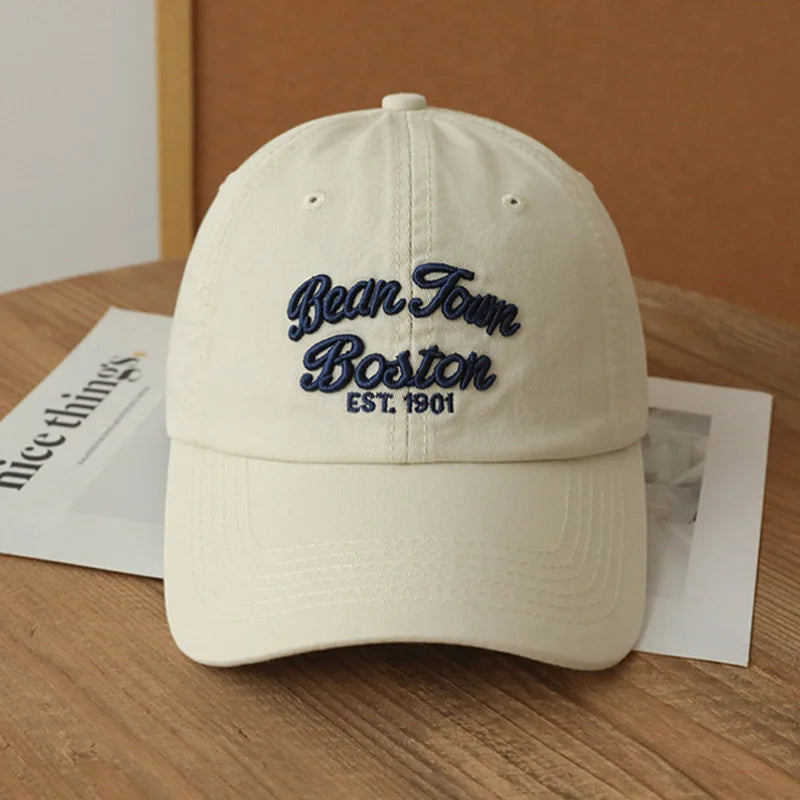 Vintage Korean Letter Duck Tongue Baseball Cap