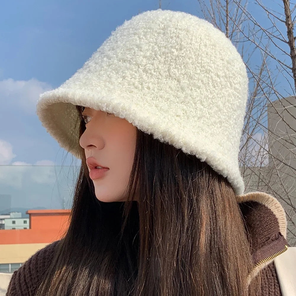 Cute Round Top Wool Bucket Hat
