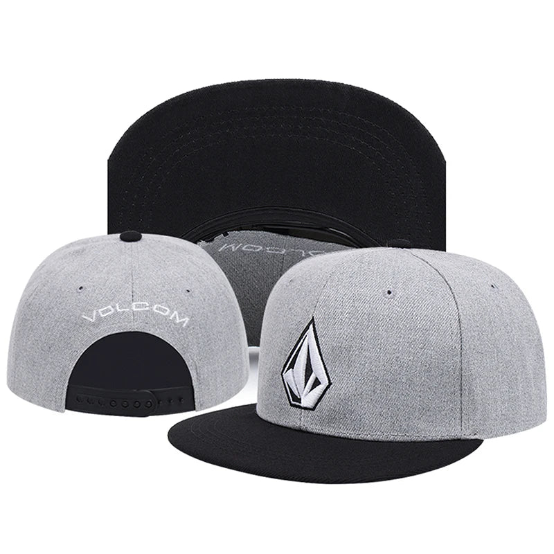 Diamond Embroidery Flat Brim Street Snapback Cap