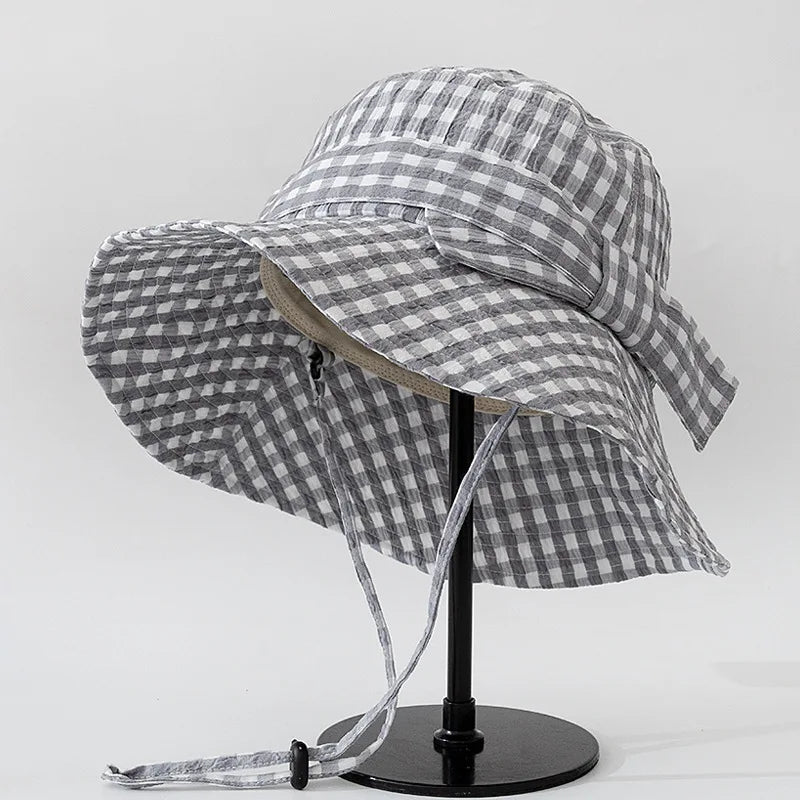 Women's Vintage Pink Plaid Bucket Hat